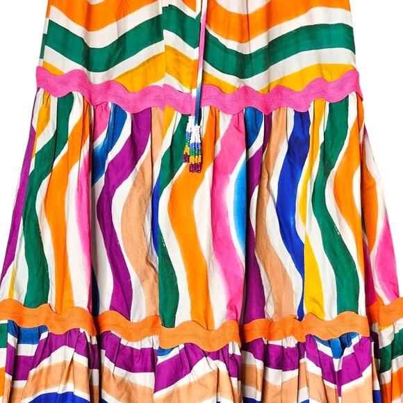 Farm Rio Dancing Stripes Maxi Skirt Size X-Small - Picture 6 of 13